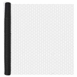 vidaXL Sekskantet hegn med stolpe 10 x 1,6 m PVC-belagt st&aring;l Gr&aring; Mesh
