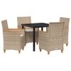 vidaXL Have Spisebordss&aelig;t 5 stk. Beige polyrattan
