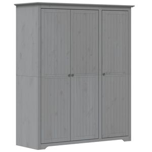 vidaXL kl&aelig;deskab BODO 146x53,5x173 cm massivt fyrretr&aelig; gr&aring;