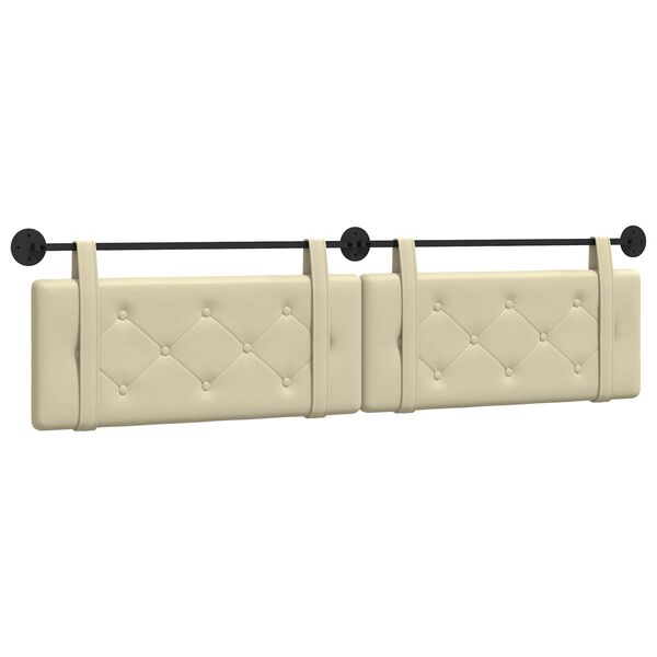 vidaXL H&aelig;ngende Hovedgavl V&aelig;gmonteret Creme 210 x 55 x 5 cm Faux l&aelig;der