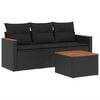 vidaXL sofas&aelig;t til haven 4 dele med hynder polyrattan sort