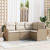 vidaXL Havesofa S&aelig;t 4 pcs Beige polyrattan