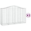 vidaXL buede gabionkurve 3 stk. 200x50x120/140 cm galvaniseret jern