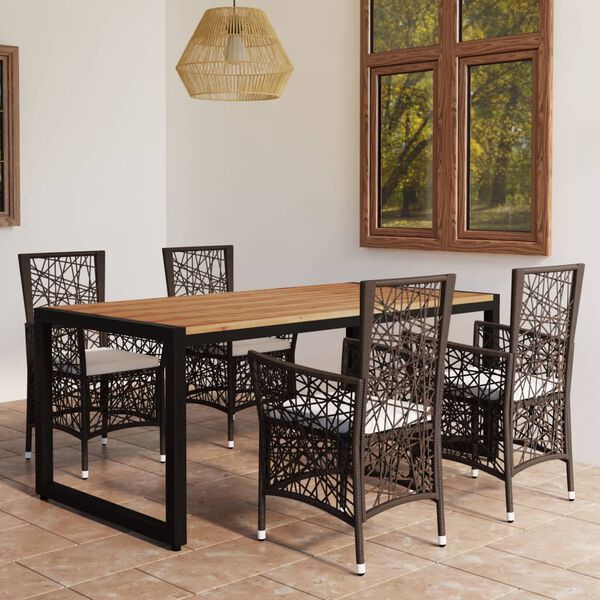 vidaXL spisebordss&aelig;t til haven 5 dele brun