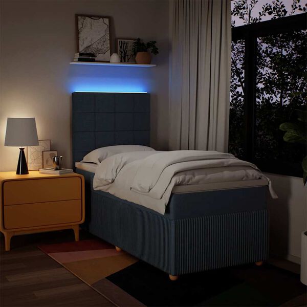 vidaXL kontinentalseng med madras 90x200 cm stof bl&aring;