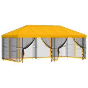 vidaXL Pavillon med sidetapper 6 x 3 m Gul Polyester og St&aring;l 190 gsm