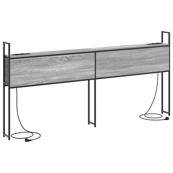 vidaXL Opbevaringshovedgavl med Opladningsstation Gr&aring; sonoma-eg