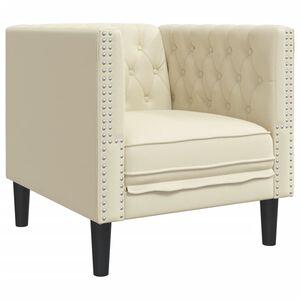 vidaXL Chesterfield-sofastol kunstl&aelig;der cremefarvet
