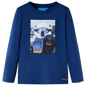 Lang&aelig;rmet T-shirt til b&oslash;rn str. 92 jeansbl&aring;