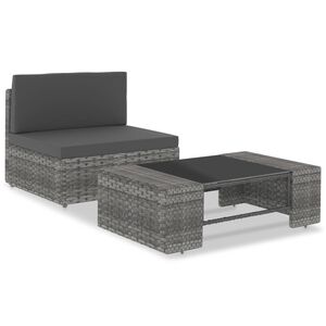 vidaXL lounges&aelig;t til haven 2 dele polyrattan gr&aring;