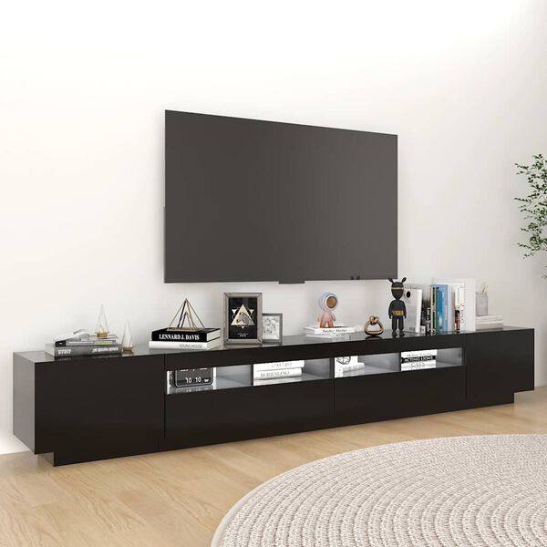 vidaXL tv-skab med LED-lys 260x35x40 cm sort