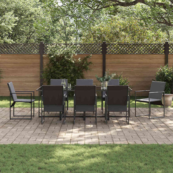 vidaXL Have Spisebordssæt 9 pcs Sort Stål