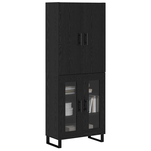 vidaXL Highboard 2 pcs Sort eg 69,5 x 34 x 180 cm Ingeni&oslash;rtr&aelig; og glas