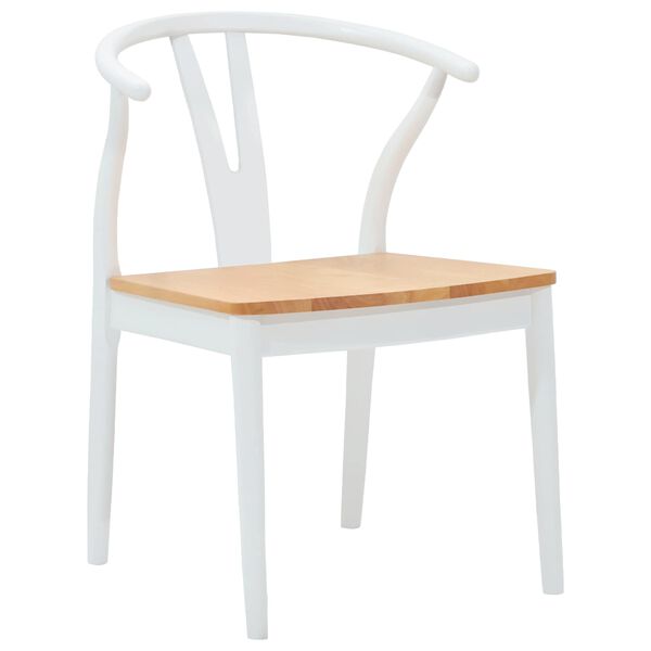 vidaXL Spisestuestol 2 pcs Hvid og Naturlig Massiv Gummitr&aelig;