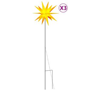 vidaXL juledekoration med LED-lys og jordspyd 3 stk. 35 cm foldbar gul