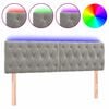 vidaXL sengegavl med LED-lys 144x7x78/88 cm velour lysegr&aring;
