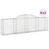 vidaXL buede gabionkurve 12 stk. 300x30x80/100 cm galvaniseret jern