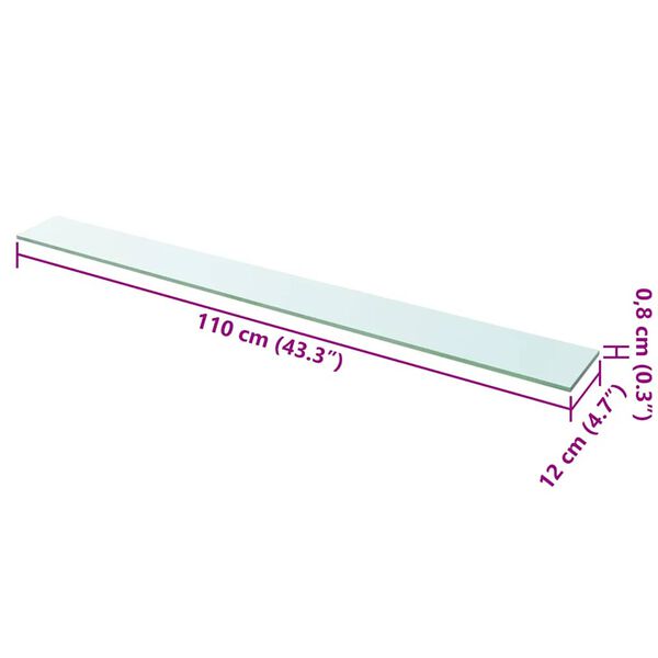 vidaXL hylde glaspanel klar 110x12 cm