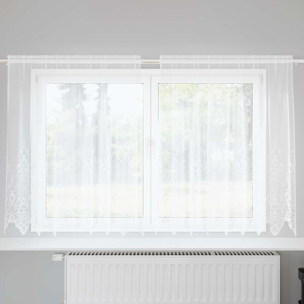 vidaXL Lace Gardin med gardiner Blomstret Hvid 160 x 200 cm Polyester