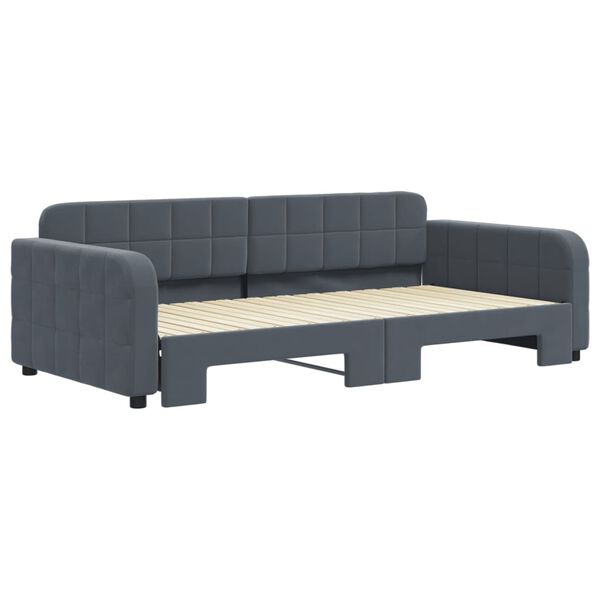 vidaXL daybed med udtr&aelig;k 100x200 cm velour m&oslash;rkegr&aring;