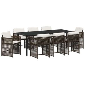 vidaXL Have Spisebordss&aelig;t 9 stk. Brun polyrattan