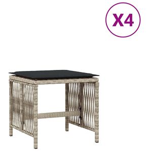 vidaXL haveskamler 4 stk. med hynder 41x41x36 cm polyrattan lysegr&aring;