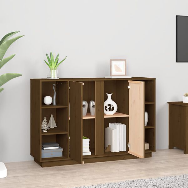 vidaXL sk&aelig;nk 120x35x80 cm massivt fyrretr&aelig; gyldenbrun