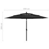 vidaXL parasol med aluminiumsstang 3,5 m 3 niveauer sort