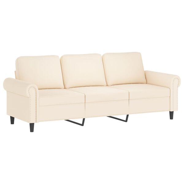 vidaXL 3-personers sofa med puder og hynder 180 cm velour cremefarvet