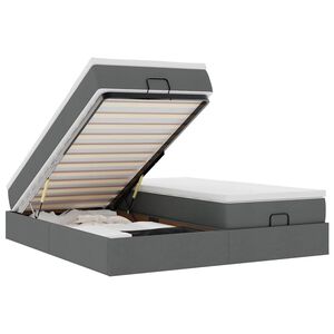 vidaXL osmannisk sengeramme med madrasser 160x200 cm stof m&oslash;rkegr&aring;