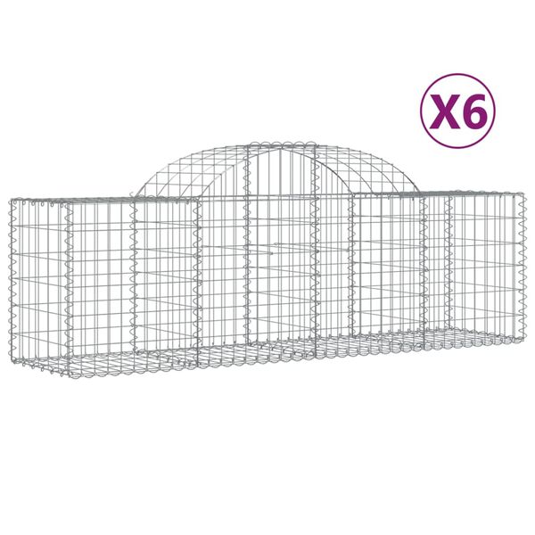 vidaXL buede gabionkurve 6 stk. 200x50x60/80 cm galvaniseret jern