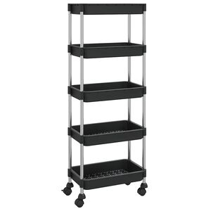 vidaXL k&oslash;kkenvogn med 5 hylder 42x29x128 cm jern og ABS sort