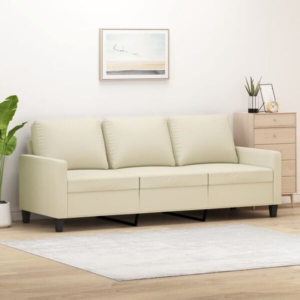 vidaXL 3-personers sofa 180 cm kunstlæder cremefarvet
