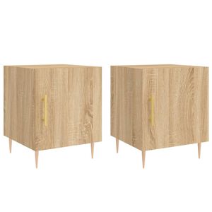 vidaXL sengeborde 2 stk. 40x40x50 cm konstrueret tr&aelig; sonoma-eg