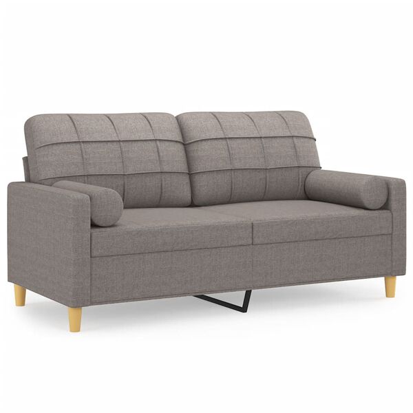 vidaXL 2-personers sofa med pyntepuder 140 cm stof gr&aring;brun