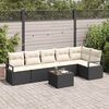 vidaXL Sofa S&aelig;t med pude 7 pcs Sort polyrattan