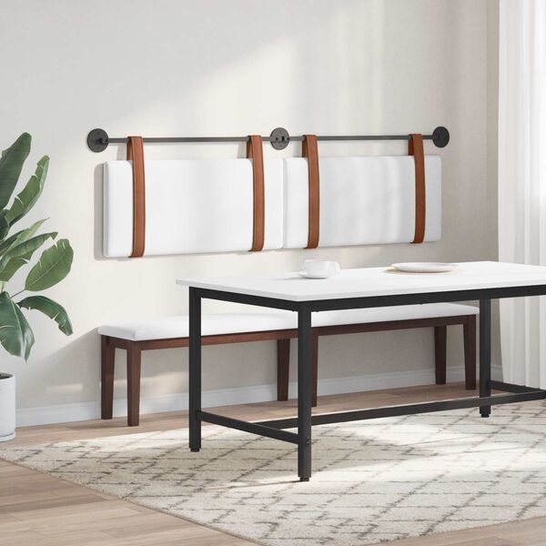 vidaXL H&aelig;ngende Hovedgavl V&aelig;gmonteret Hvid 170 x 55 x 5 cm Antik PU