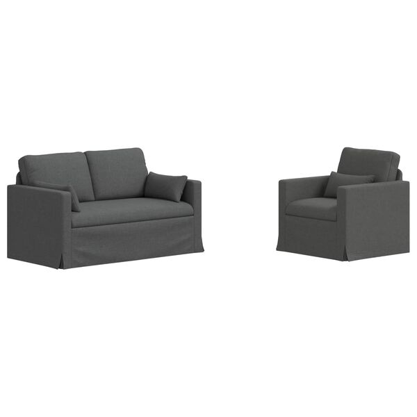 vidaXL Sofa S&aelig;t 2 pcs M&oslash;rkegr&aring; 139 x 78 x 80 cm Stof