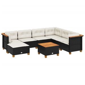 vidaXL sofas&aelig;t til haven 8 dele med hynder polyrattan sort