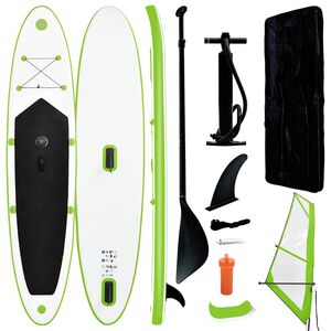 vidaXL oppusteligt paddleboard med sejl gr&oslash;n og hvid