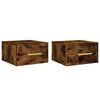 vidaXL v&aelig;gh&aelig;ngte sengeborde 2 stk. 35x35x20 cm r&oslash;get egetr&aelig;sfarve