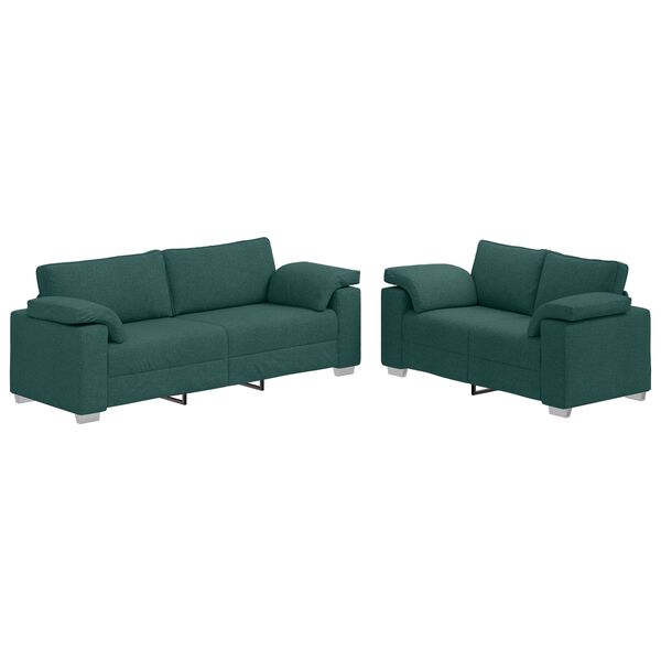 vidaXL Sofa 2 pcs M&oslash;rkegr&oslash;n 219 x 80 x 82 cm Stof