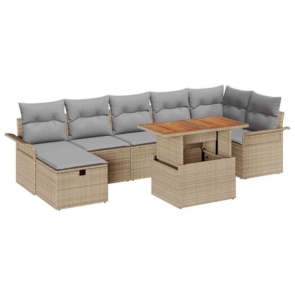 vidaXL Havesofa S&aelig;t 8 pcs Beige polyrattan