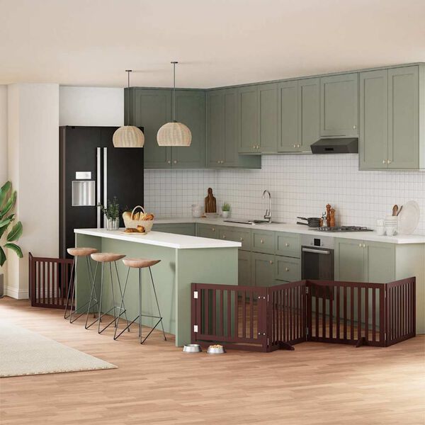 vidaXL hundel&aring;ge med d&oslash;r 6 paneler 480 cm foldbar poppeltr&aelig; brun