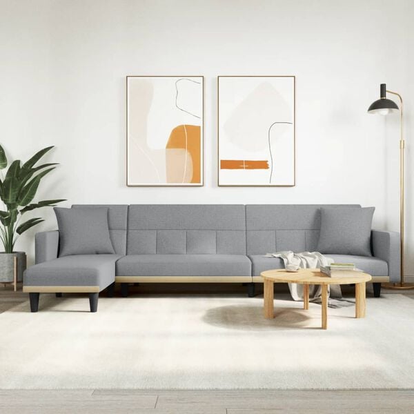 vidaXL L-formet sovesofa 275x140x70 cm stof lysegr&aring;