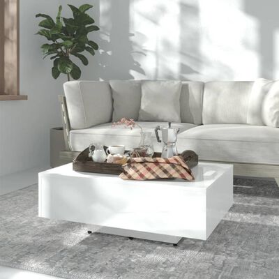 vidaXL sofabord 85x55x31 cm konstrueret træ hvid højglans
