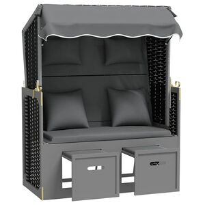 vidaXL strandkurv m. hynde polyrattan og massivt tr&aelig; antracit og sort