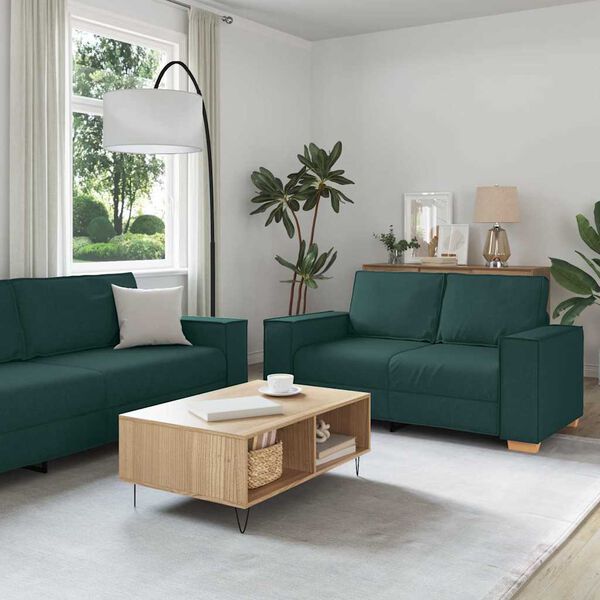 vidaXL Sofa 3 pcs M&oslash;rkegr&oslash;n 220 x 80 x 84 cm Linned-blandet stof
