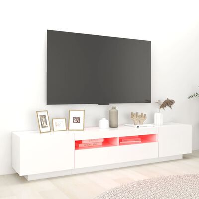 vidaXL tv-skab med LED-lys 200x35x40 cm hvid