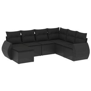 vidaXL sofas&aelig;t til haven 7 dele med hynder polyrattan sort
